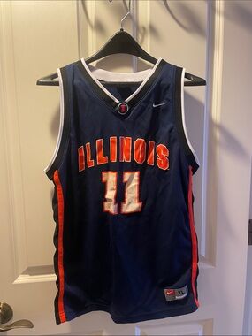 Nike Navy and Orange Illinois Basketball Jersey Size XL